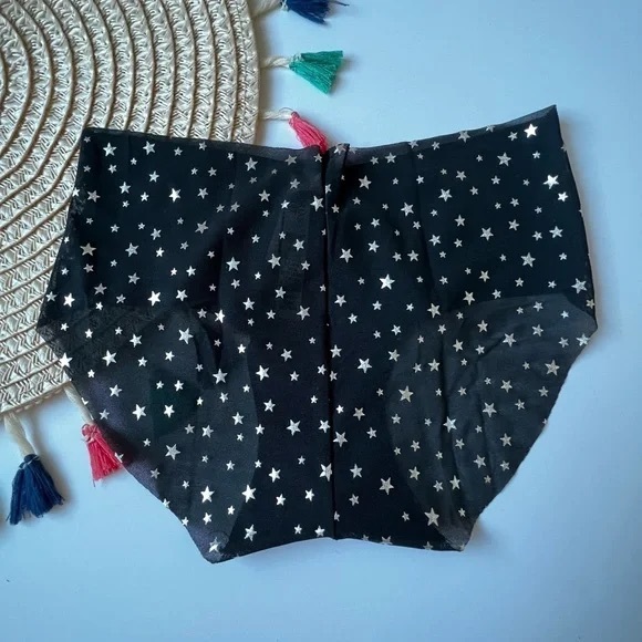 Victoria's Secret No Show Foil-Print No-Show Hiphugger Panty Black Twinkle M NEW - Picture 3 of 3